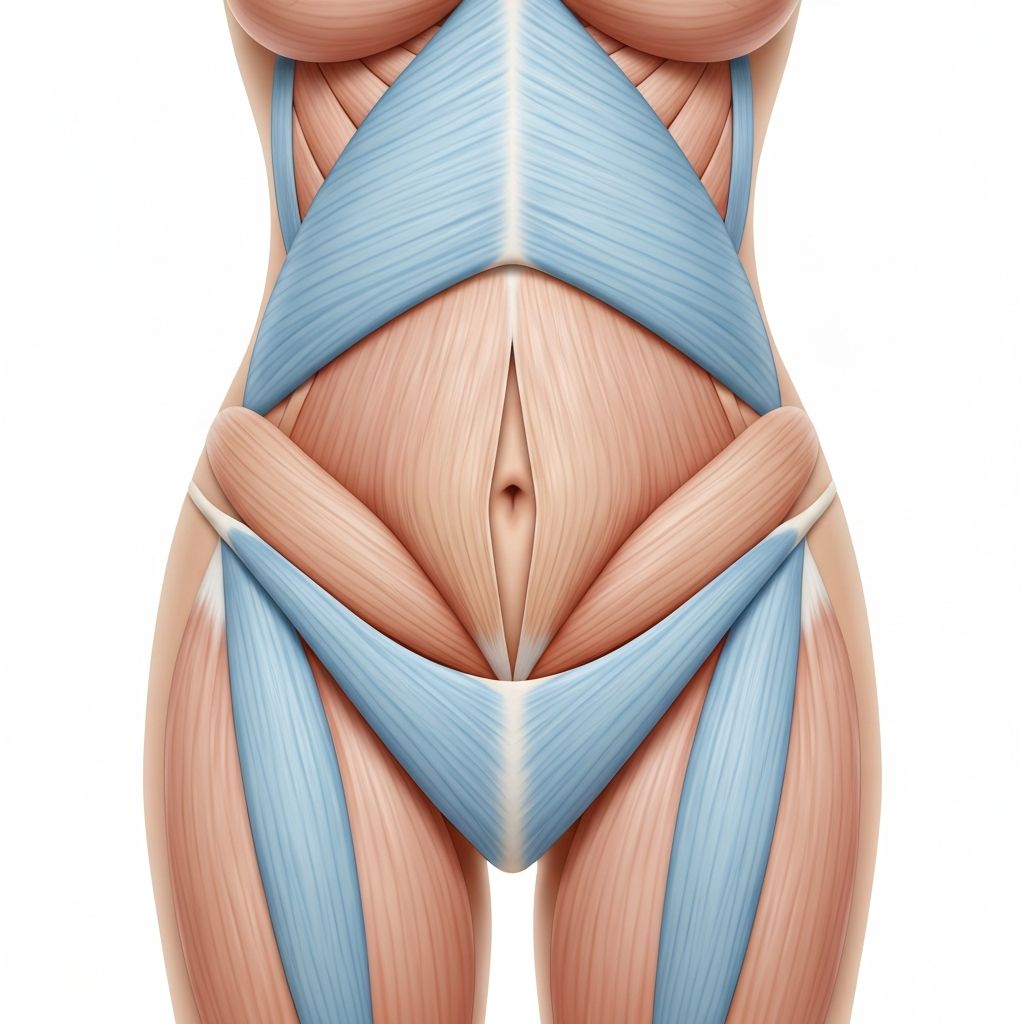 Anatomia da barriga mostrando músculos abdominais e diástase